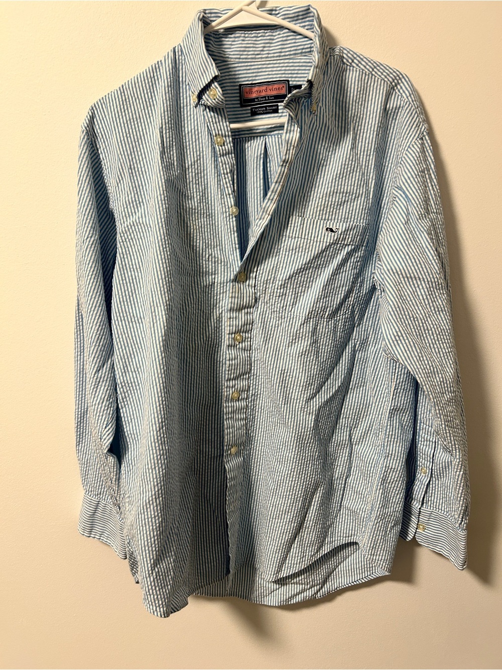 Vineyard Vines Light Blue & White Seersucker Button-Down Shirt